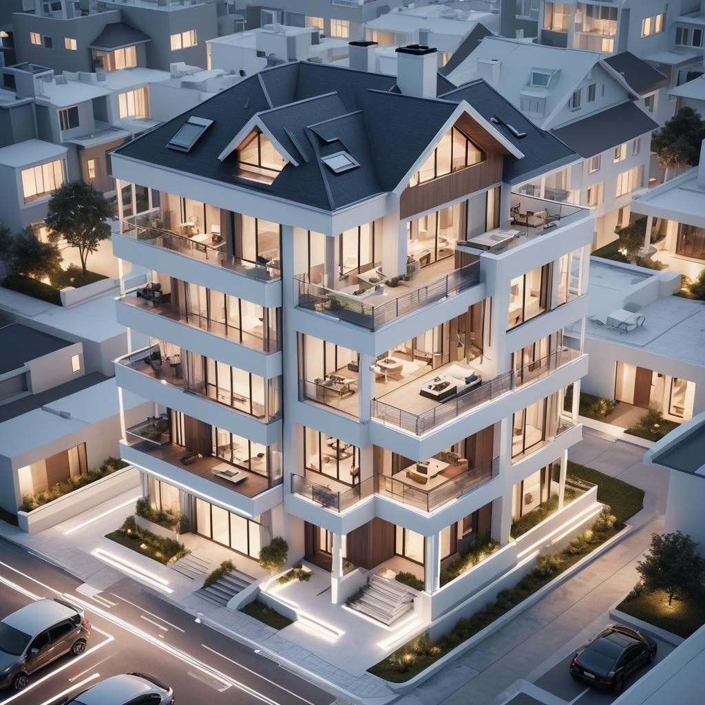 Sleek Modern Dreamhouse with Neon Accents and Digital Interf...