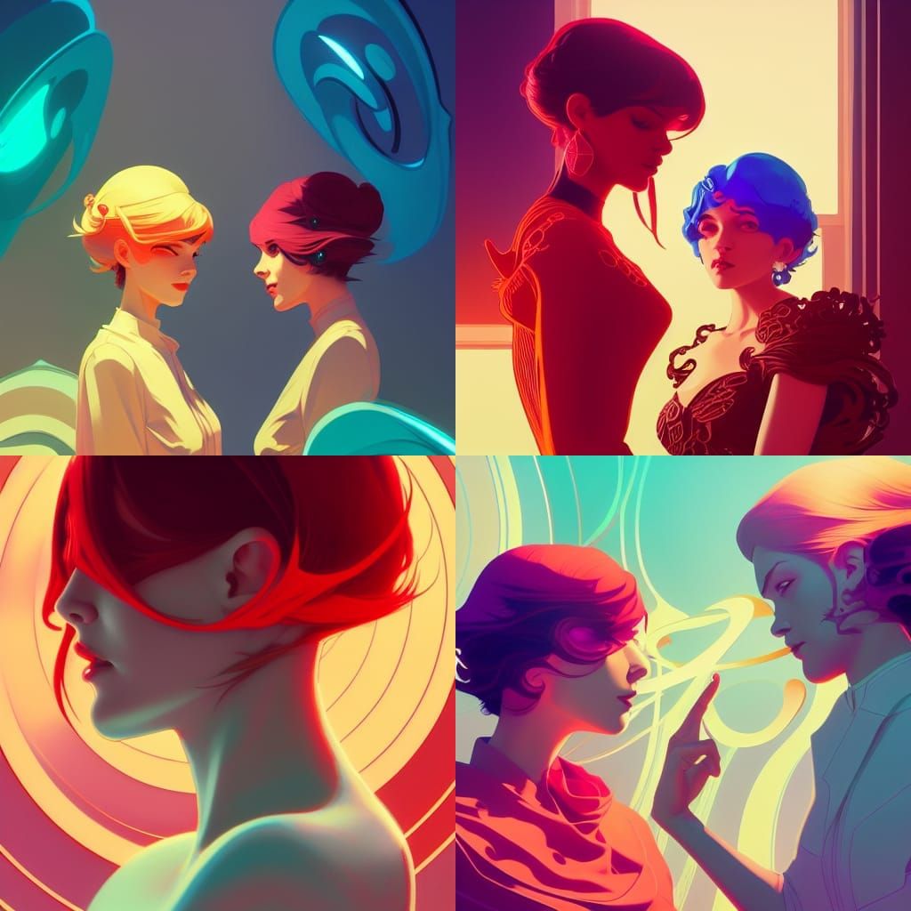 Art Nouveau Masterpiece: Swirling Colors and Vibrant Lines