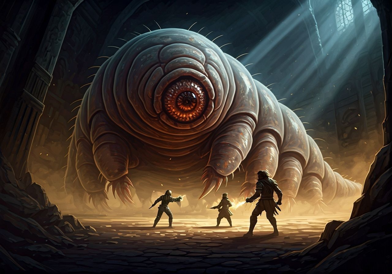 Epic Dungeon Battle: Adventurers vs Giant Tardigrade