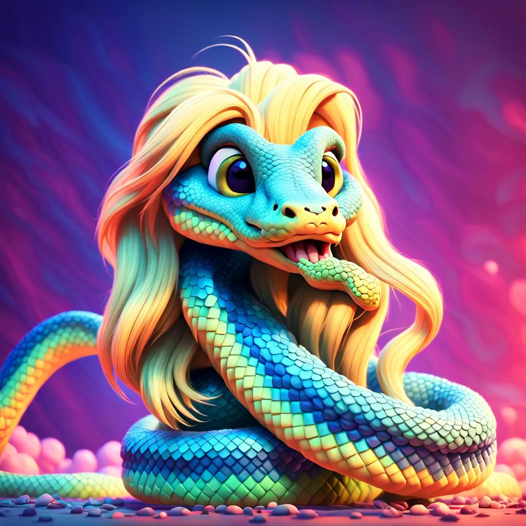 Pixar-Style 3D Snake Concept Art