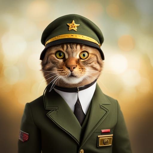WWI Feline Aviator in Polished Attire