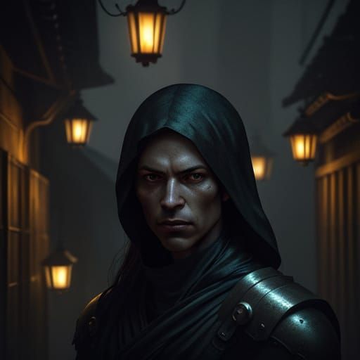 Hyperrealistic Lanterns in Moody Alleyway