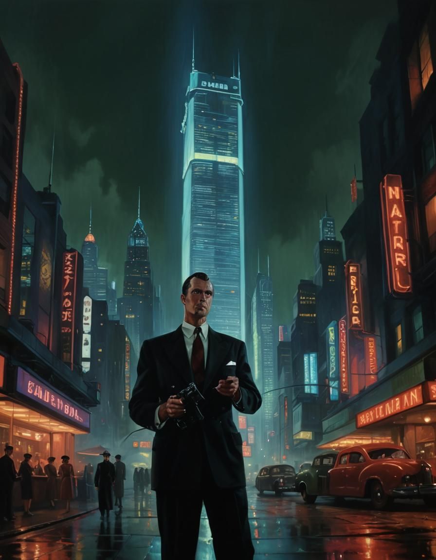 Retro-Futurism Cityscape Unveiled in Neon-Lit Elegance