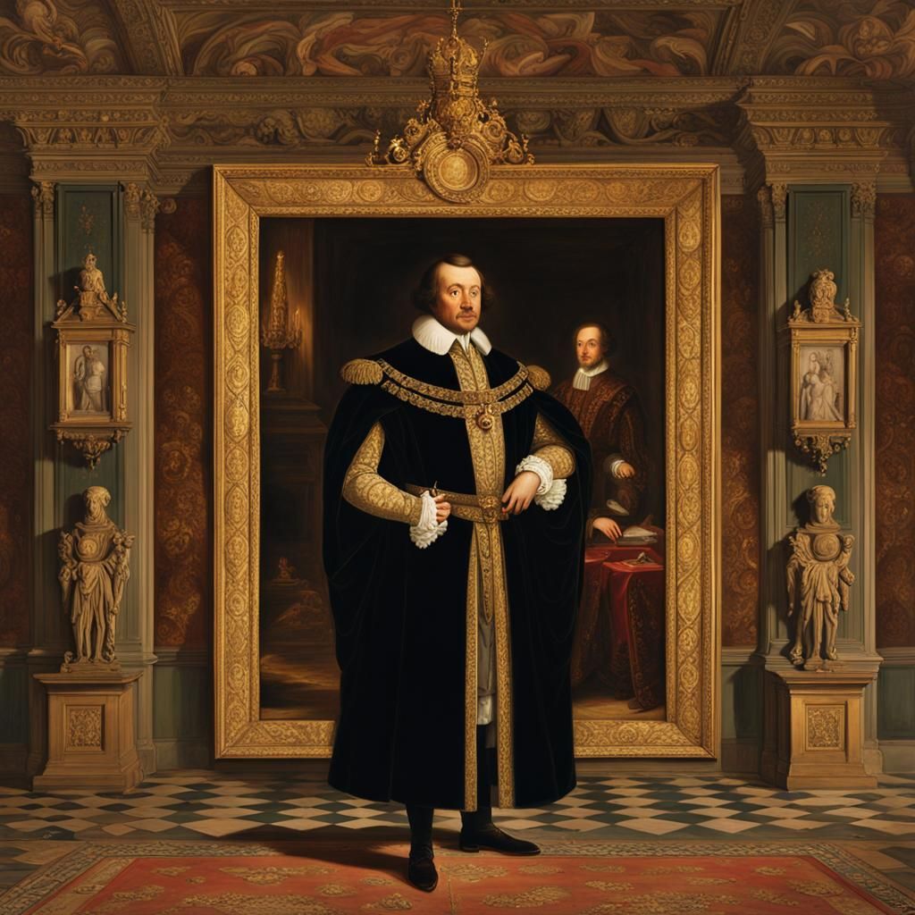 Elegant Renaissance Palace Chamber with the Duke and the Las...