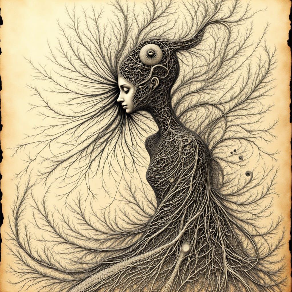 Abstract Sprite in Flowing Lines Optical Art