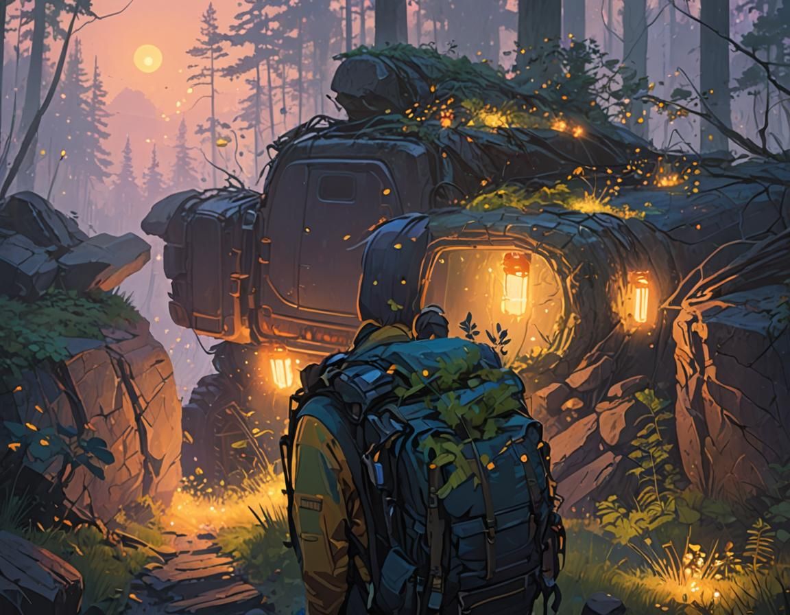 Fantasy Hiker in Serene Pennsylvania Landscape