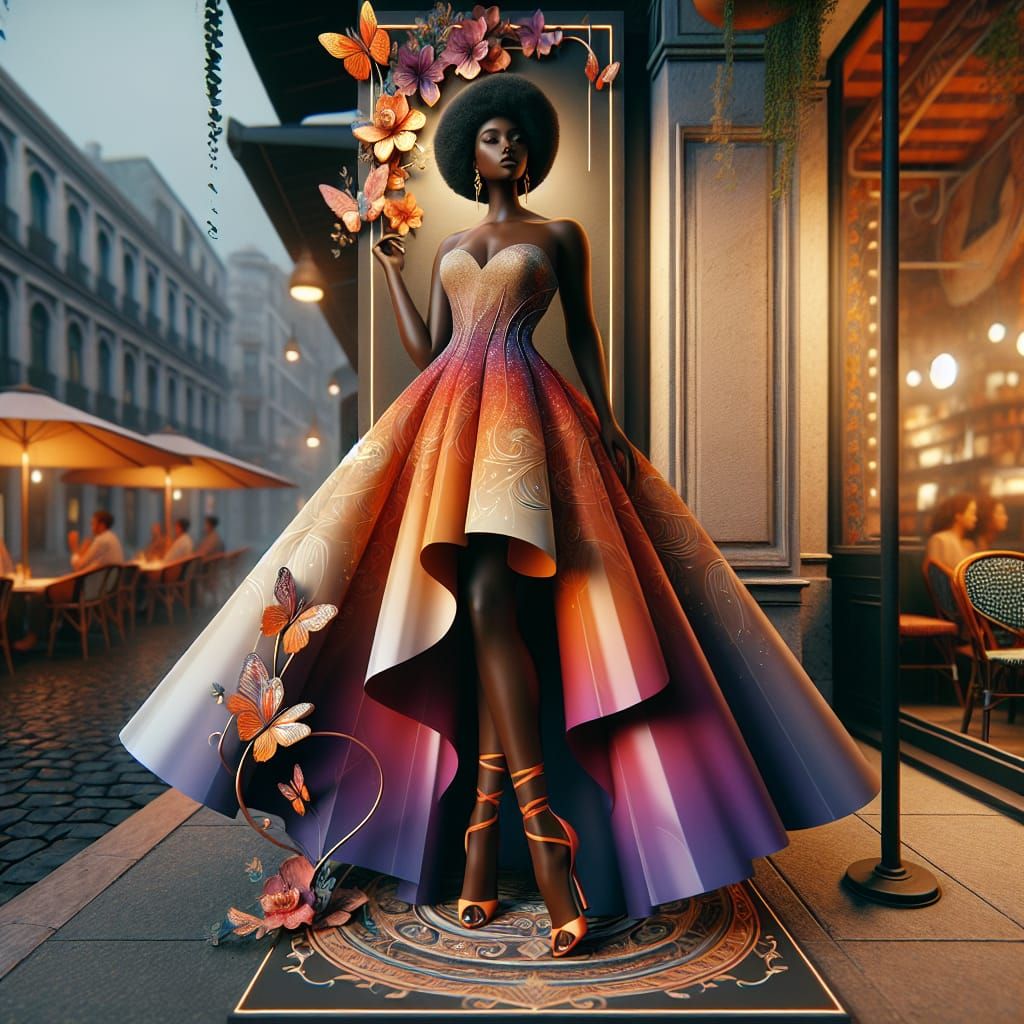 Hyperrealistic Woman in Evening Gown Concept Art