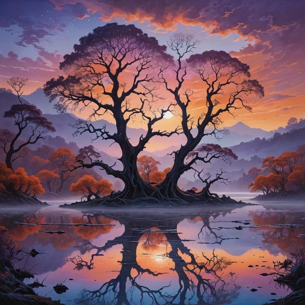 Ethereal Landscapes Emerge in Mystic Orange Glow