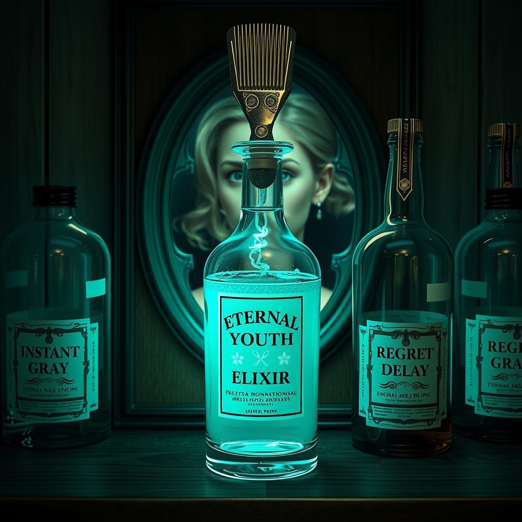 Ethereal Elixir Bottle in Dreamlike Surrealist Style