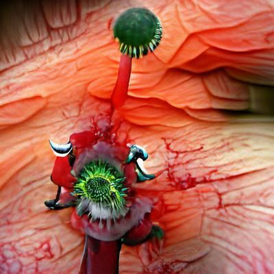 Bloody Poppy Flower Surreal Scene