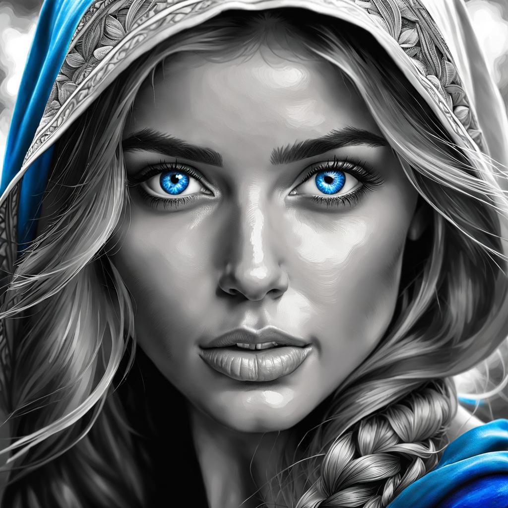 Gorgeous Woman in Triadic Colors Watercolor Art