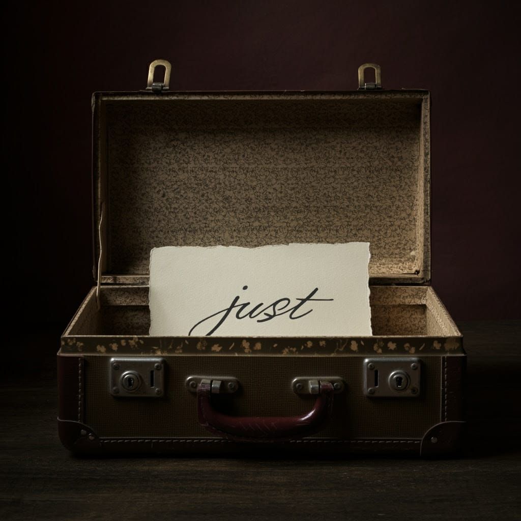 Mysterious Word in Antique Suitcase with Elegant Script