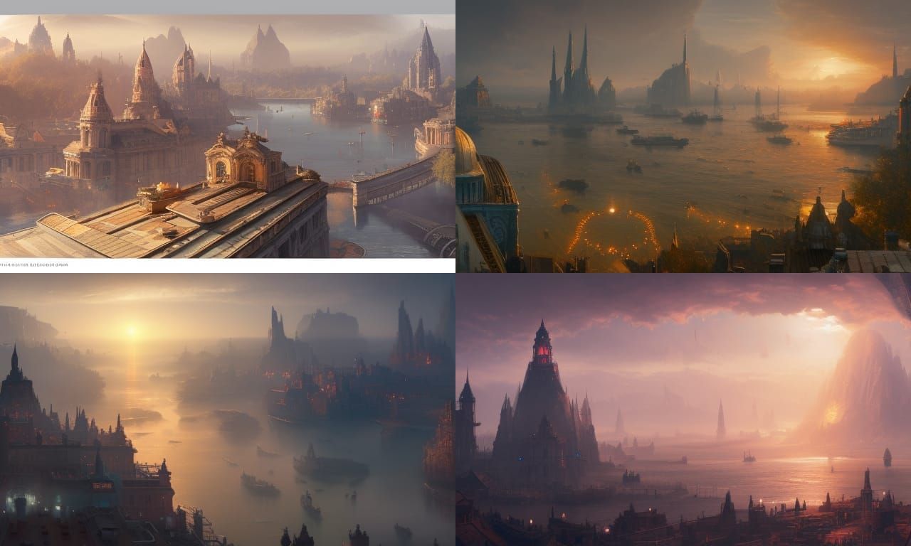 City-Island Metropolis in Classical Revival Style