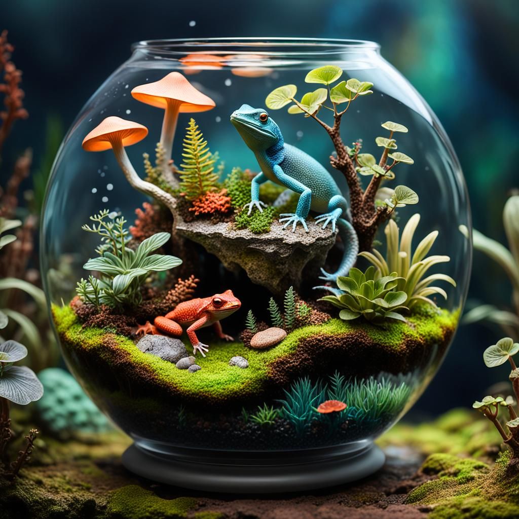 Vibrant Miniature Ecosystem in Hyperrealistic 3D Detail