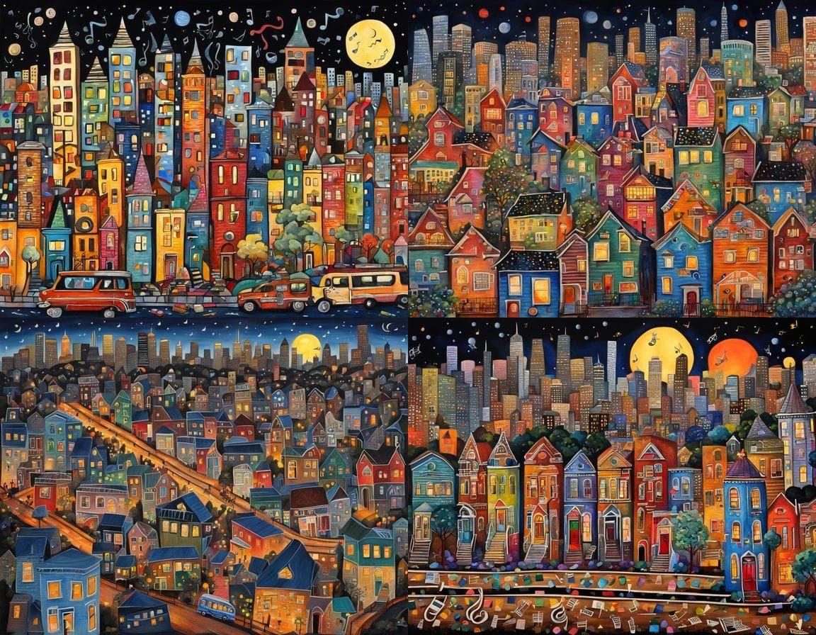 San Francisco Cityscape Folk Art Painting
