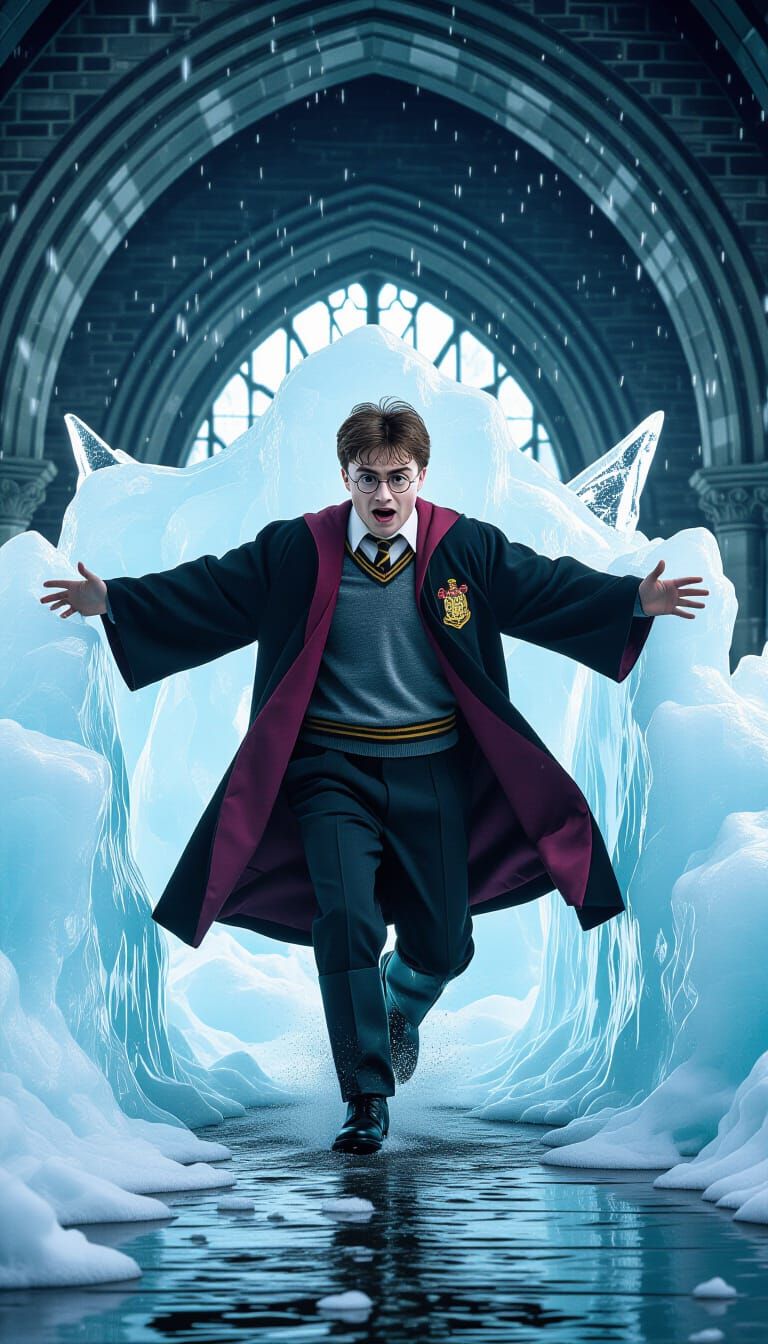 Harry Potter Bursts Through Ice in Gothic Style