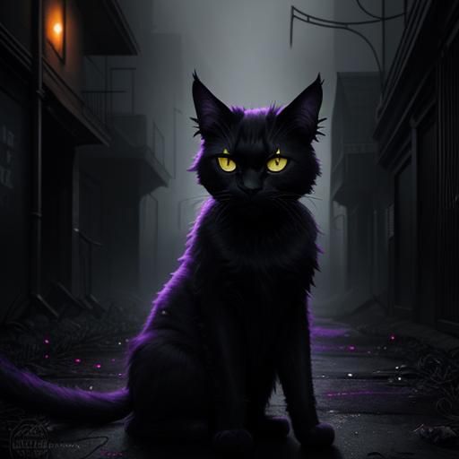 Eerie Zombie Feline Amidst Gothic Shadows