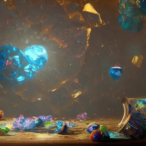 Surreal Diamond Mosaic Painting in Deep Color