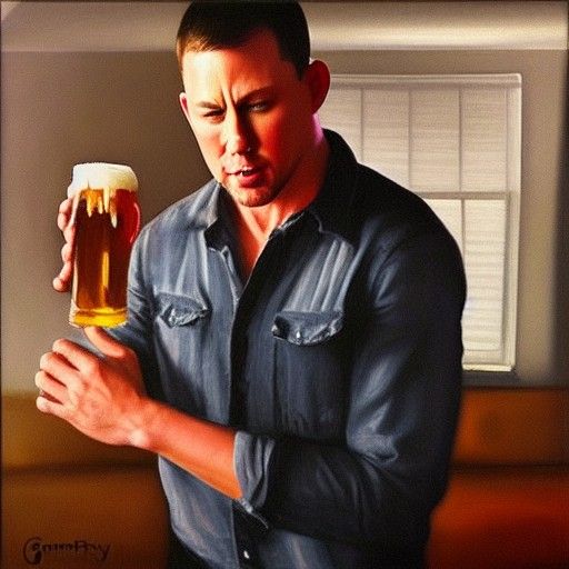 Channing Tatum in Dreamy Domestic Scene with Beer
