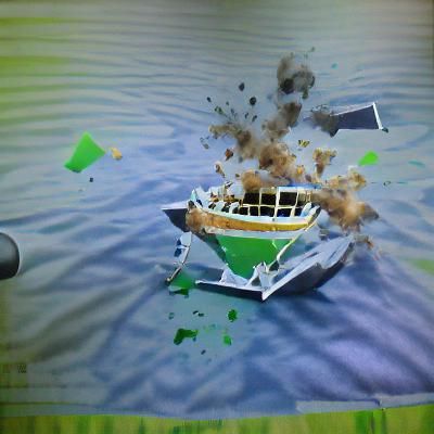 Destruction of a Sinking Vessel in a Turbulent Sea