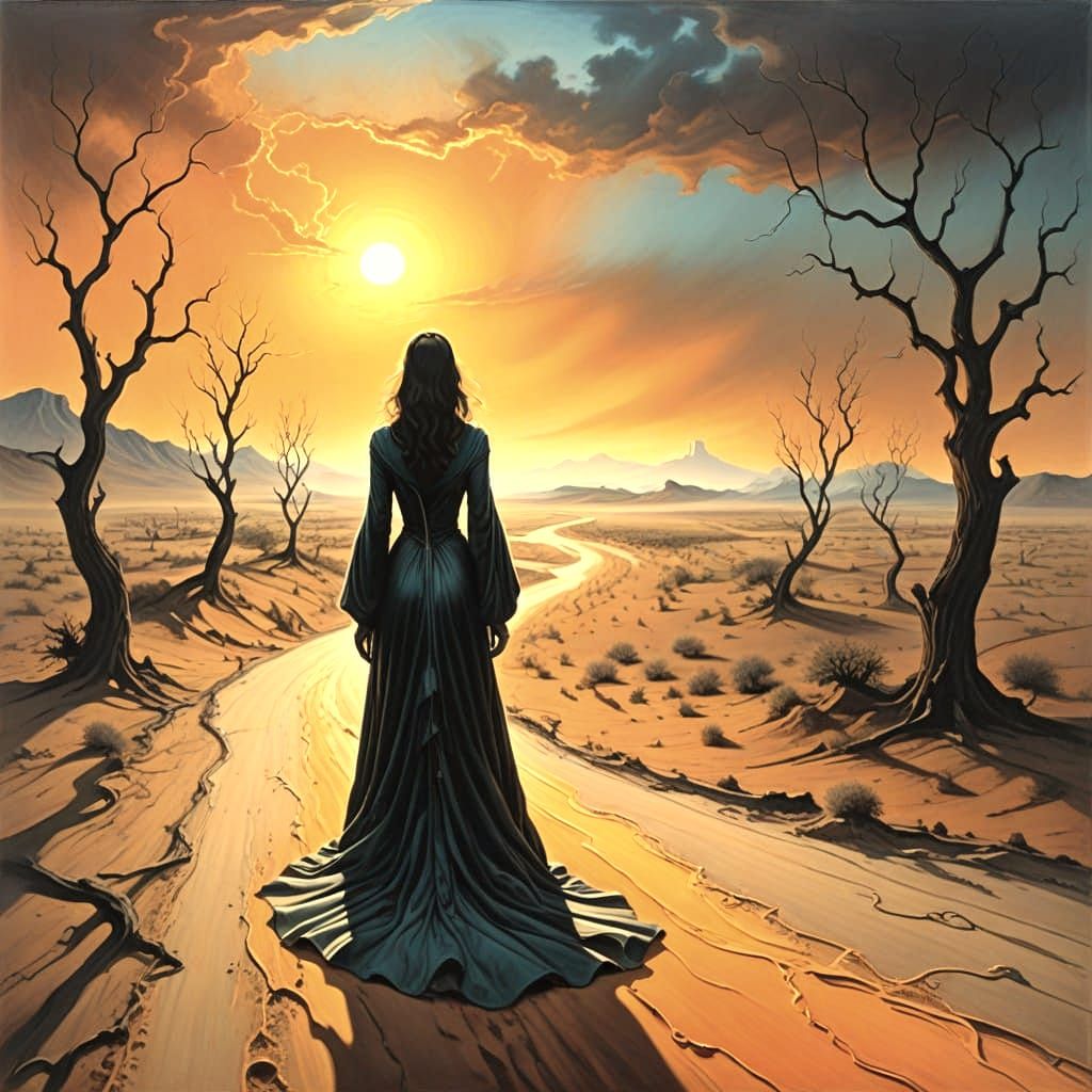 Surreal Highway Melting into a Dreamlike Landscape