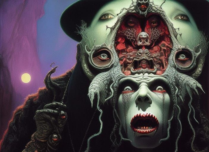 Gothic Woman with Dracula Portrait, Dark Fantasy Style