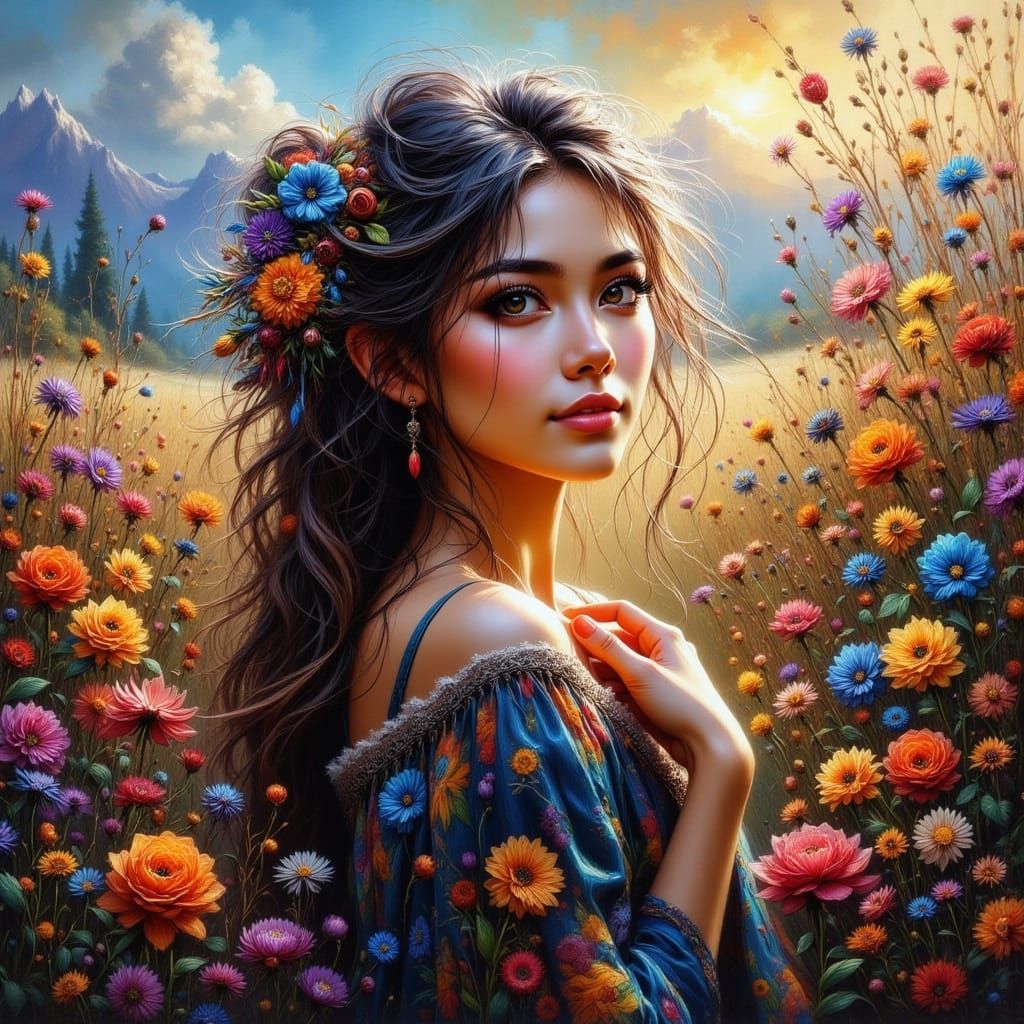 Surreal Punky Pixie Magic in Vibrant Hyper-Realistic Ink Ske...