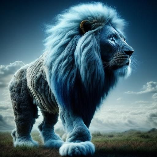 A Majestic Lion Made of Clouds in a Stunning Blue Sky