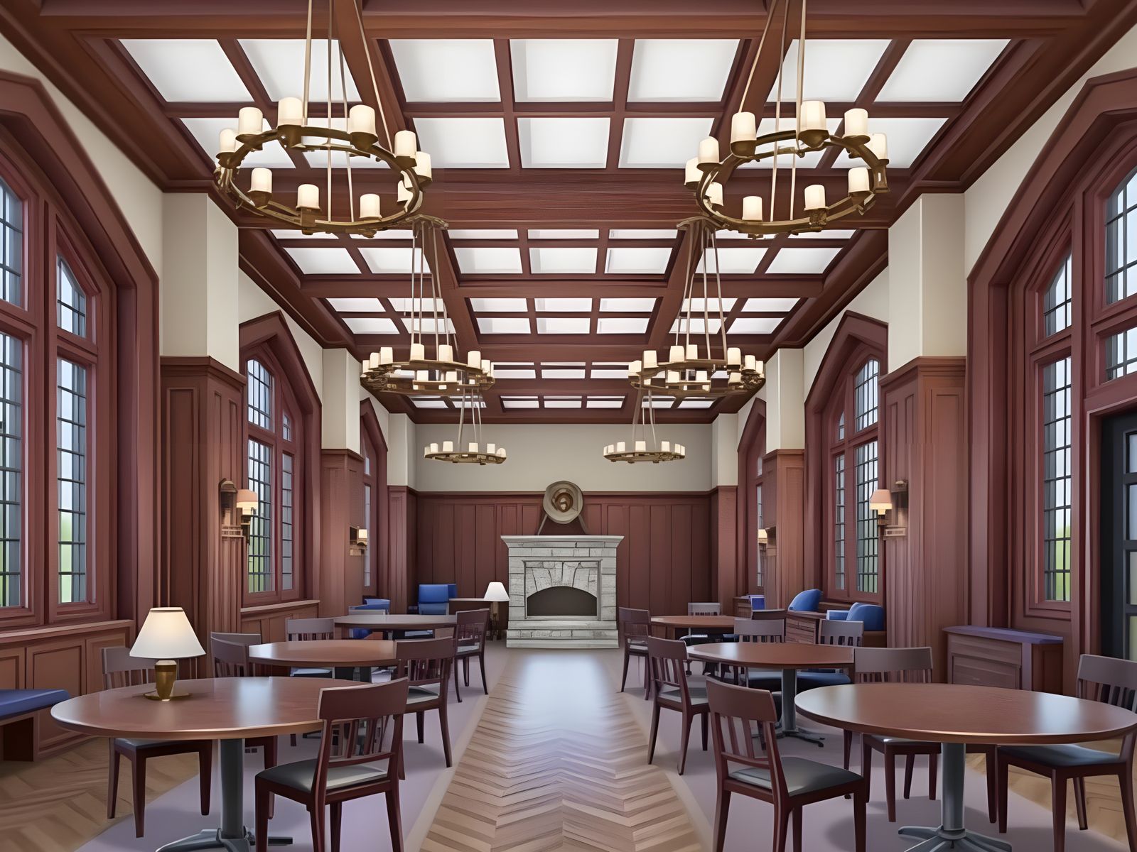 Gothic Revival Study Space in Walnut and Brass