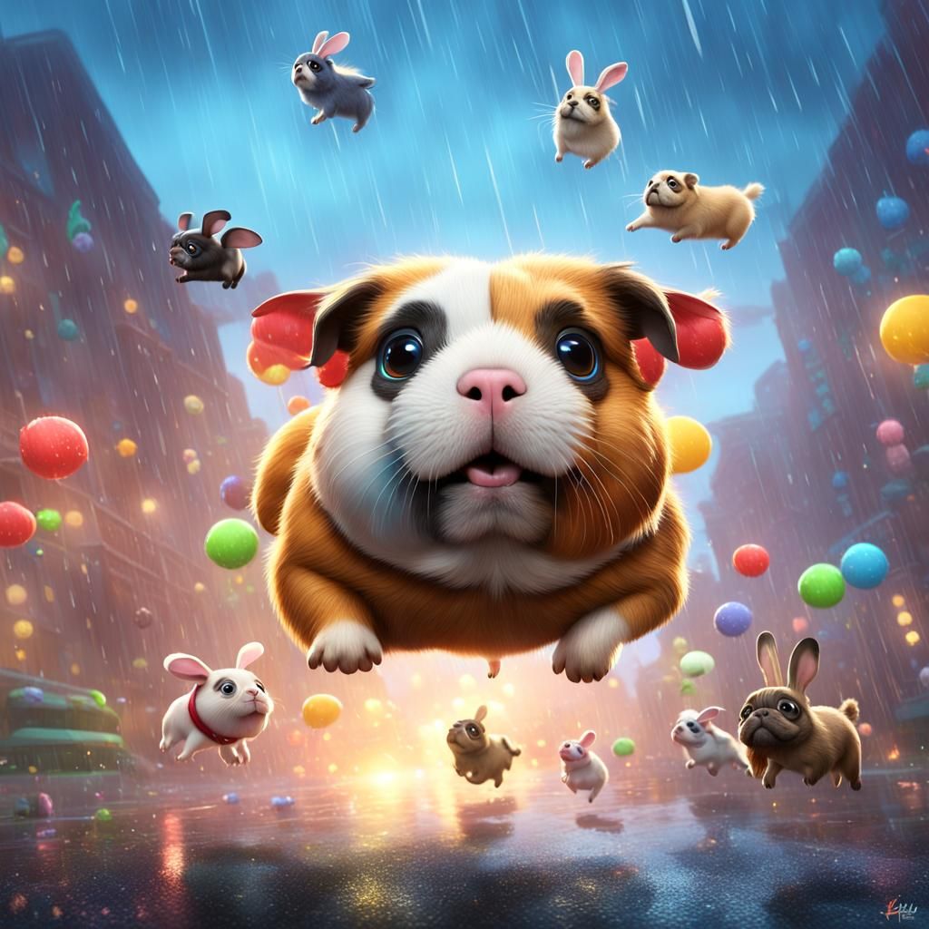Quirky Guinea Pig soars with Pug and Bunny Friends in a Vibr...