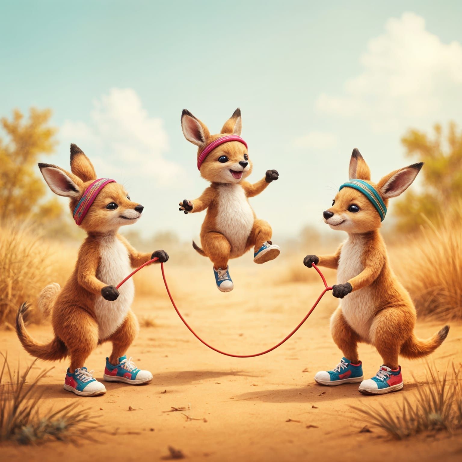 Kangaroo Playtime in Joyful Colors