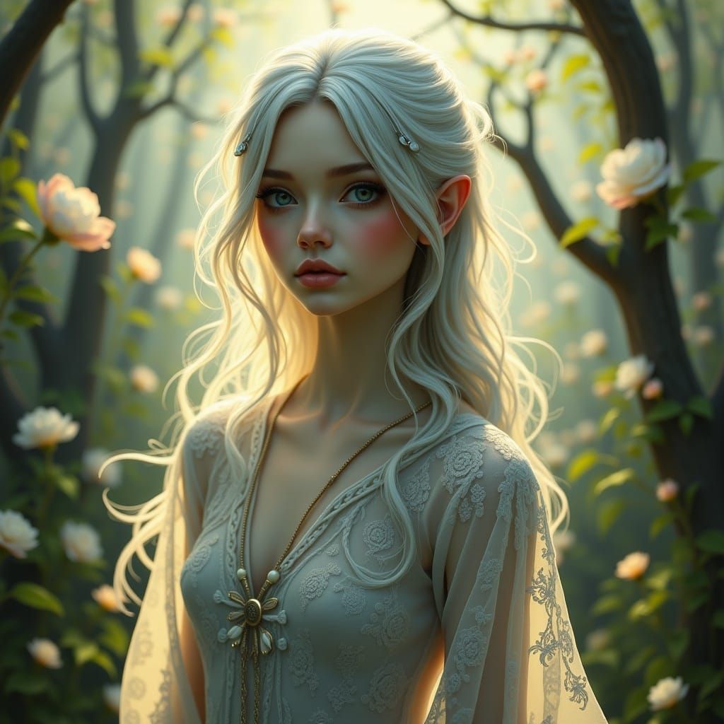 Ethereal Fairy Woman in Futuristic Realism