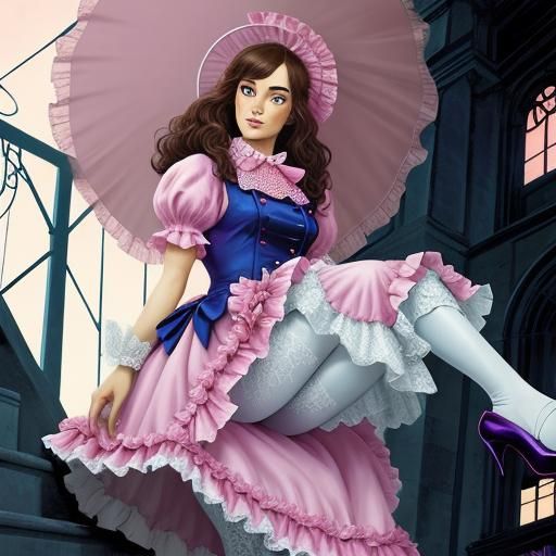 Dizzy Sissygirl in Pink Lace and Heels Curtsies