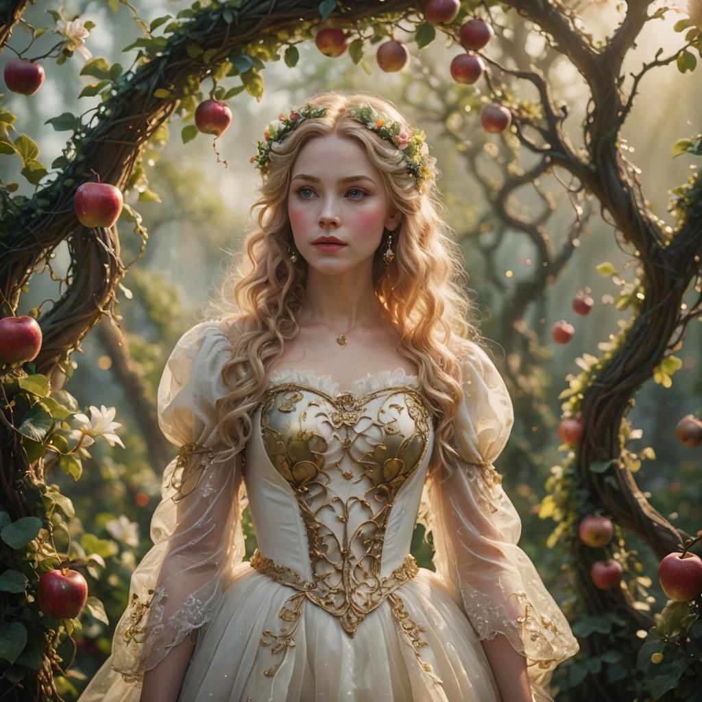 Surreal Romantic Portrait Amidst Ethereal Vines and Flowers