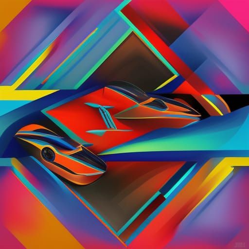 Chevron Bugatti Marvels in Neo-Expressionist Oil Painting