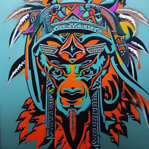 Viking Warriors in Colorful Graffiti Style