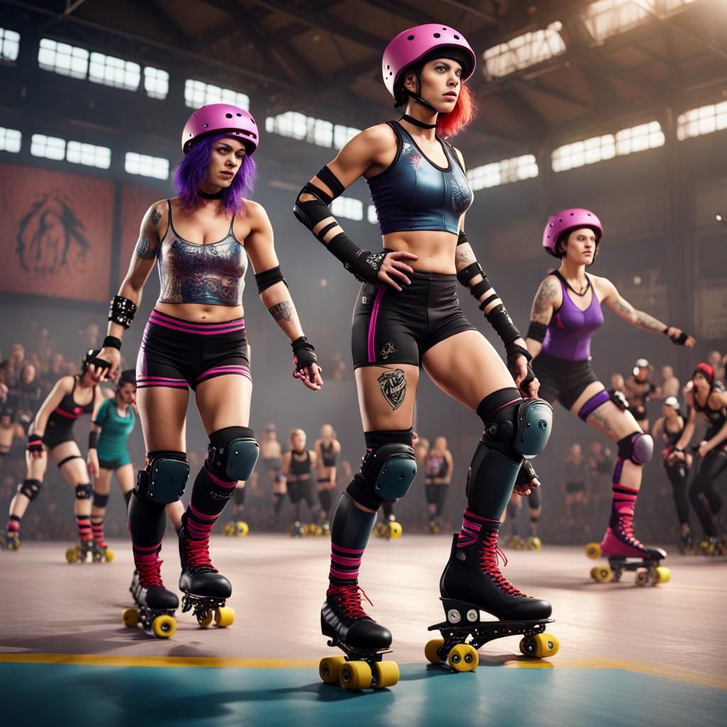 Fantastical Roller Derby Contestants in Deep, Intricate Deta...
