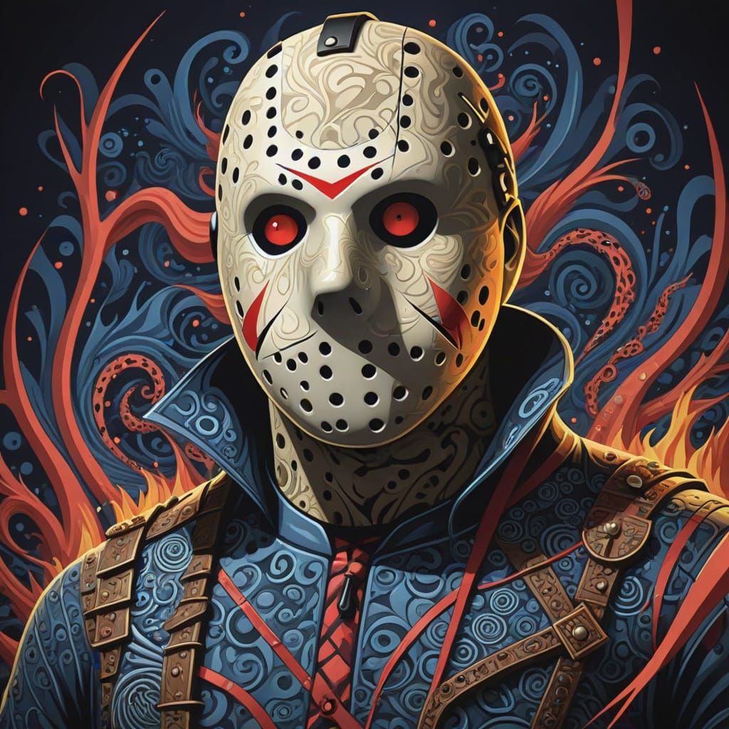 Abstract Vector Fractal of Jason Voorhees