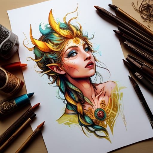 Steampunk Elven Goddess of Golden Light