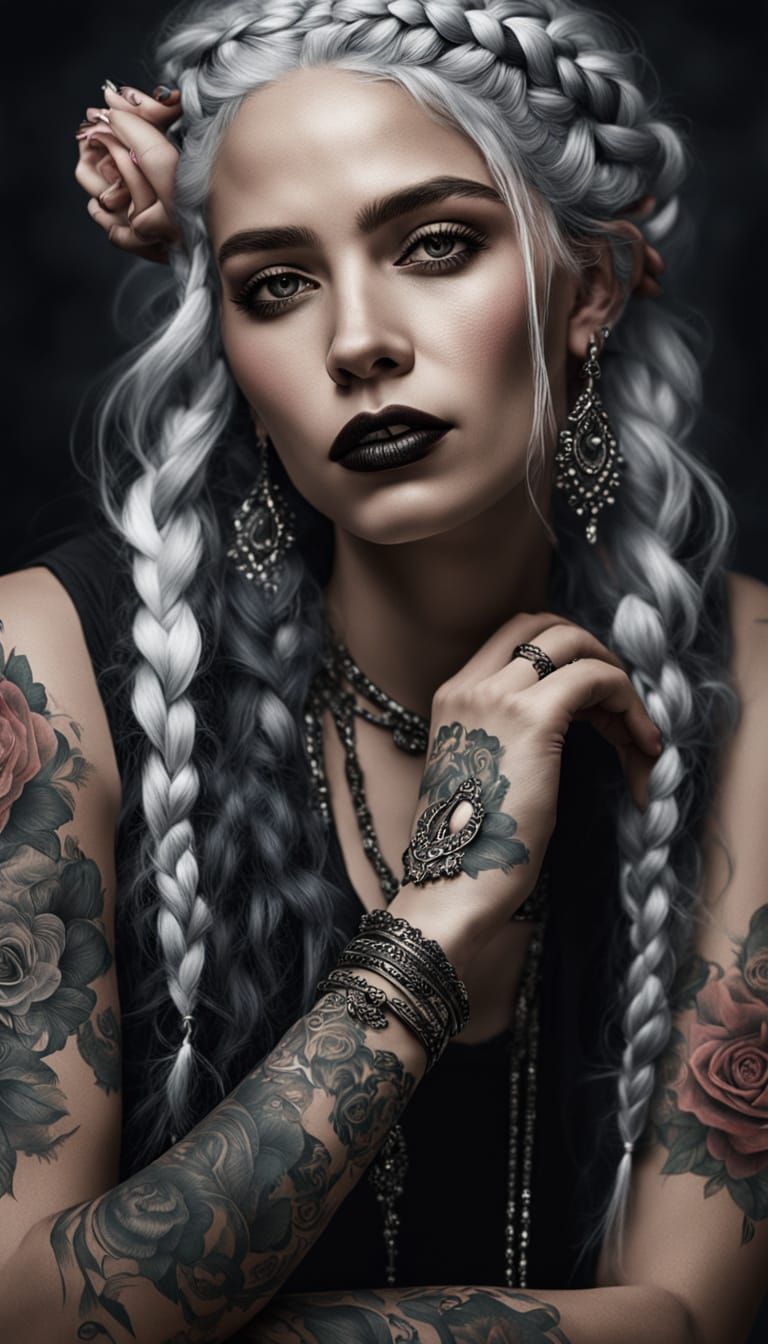 Mysterious Boho-Punk Goddess in Moody LED-Lit Portrait