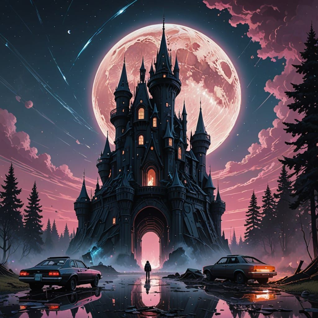 Cosmic Glass Cataclysm: Shattered Castle in a Black Hole's W...