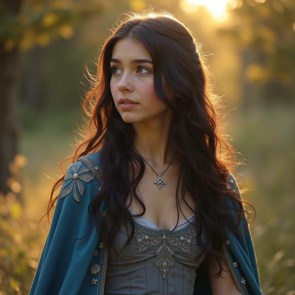 Ethereal Portrait of a Young Adventurer in Pre-Raphaelite St...