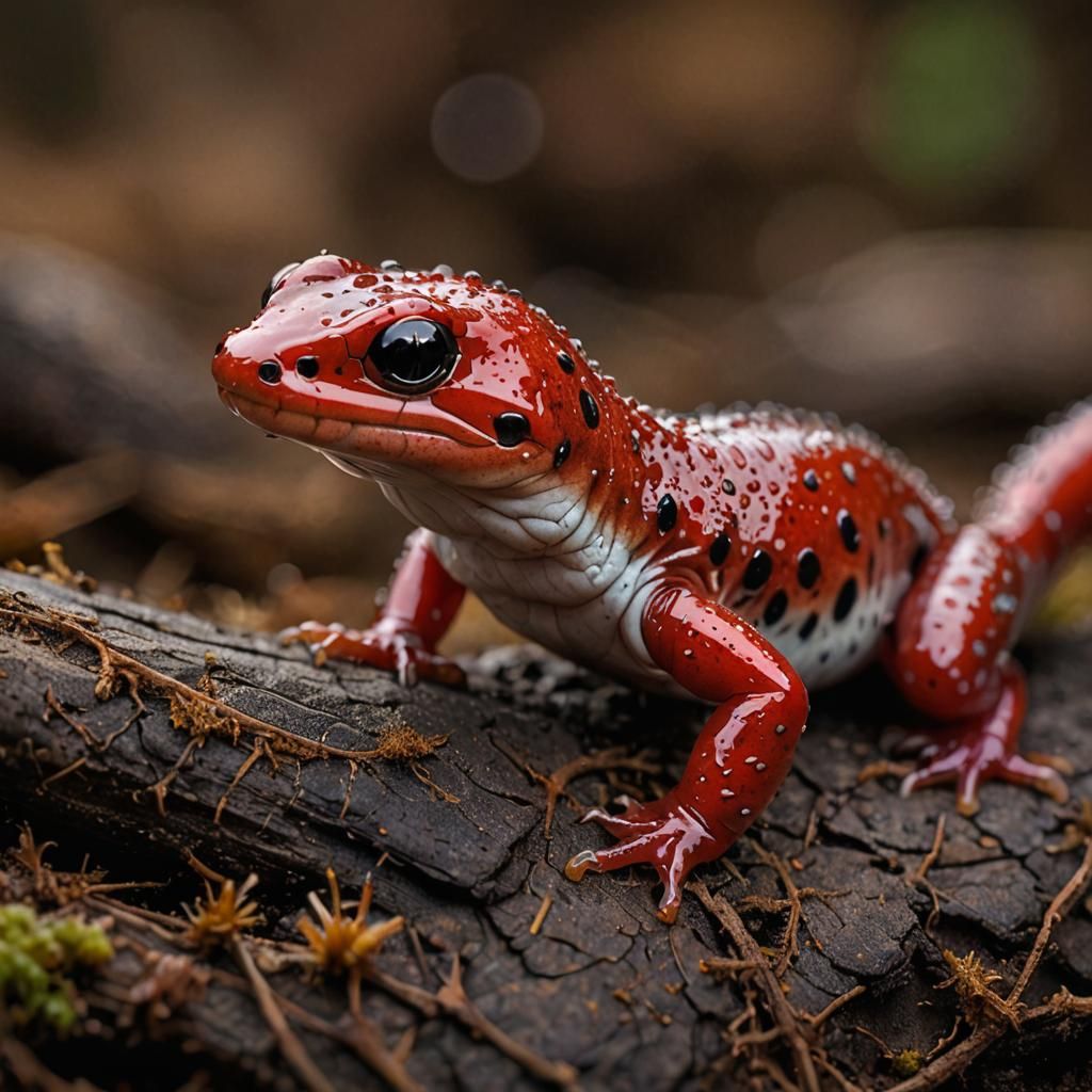 Surreal Macro Portrait of a Carolina Sandhills Salamander in...
