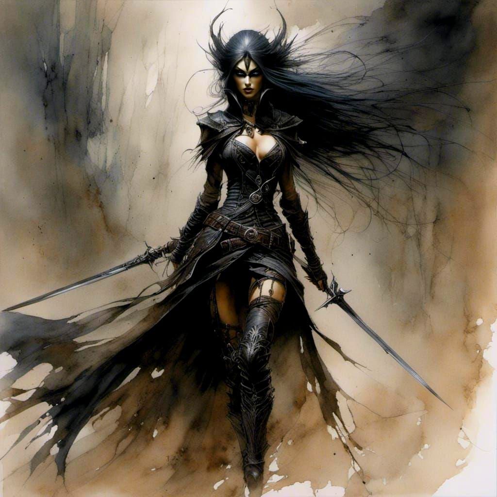 Dark Elf Warrior in a Haunted Woodland Scene