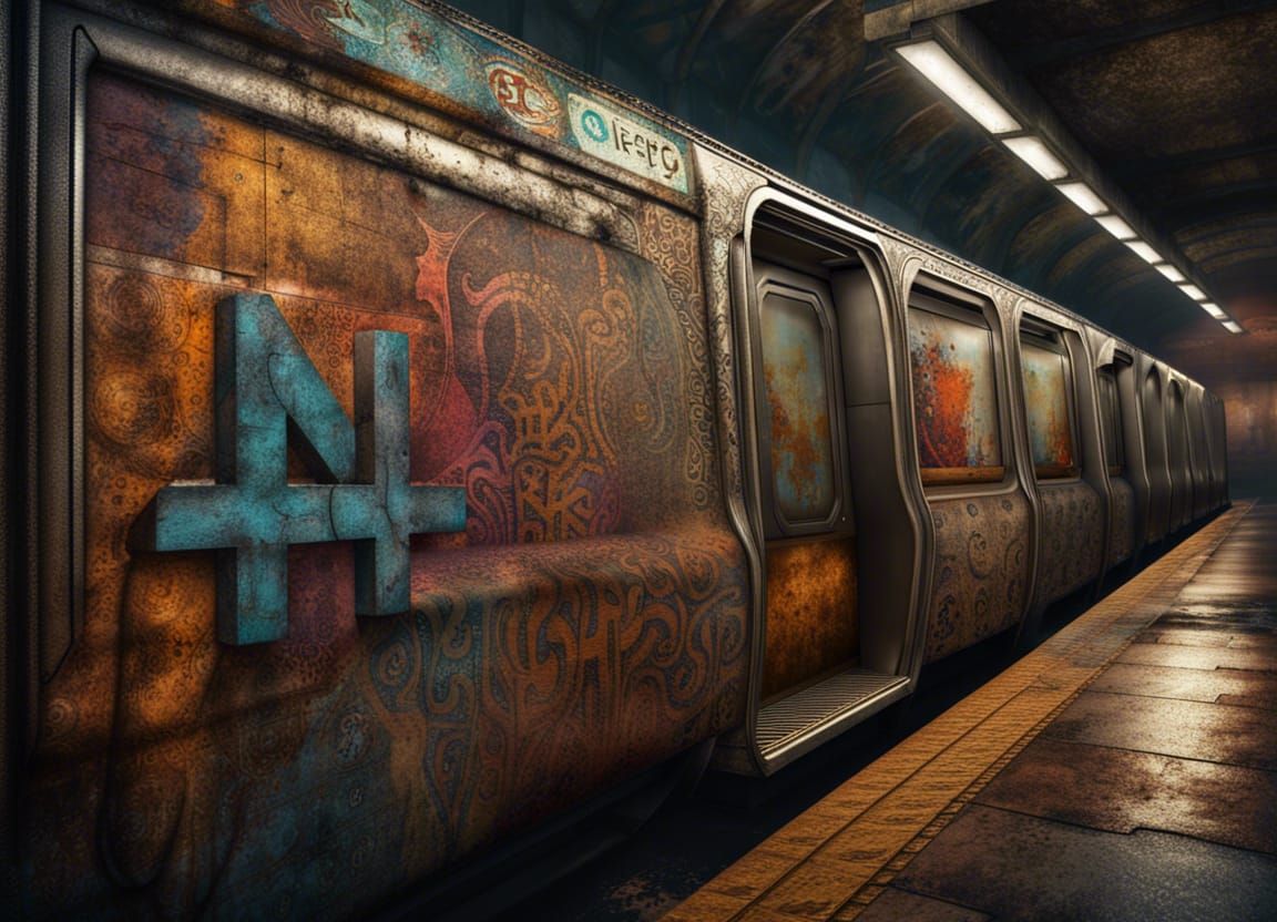 Hobo glyphs on a grungy subway wall