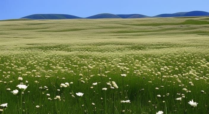 Surreal 1950s-Inspired Flower Meadow Scene