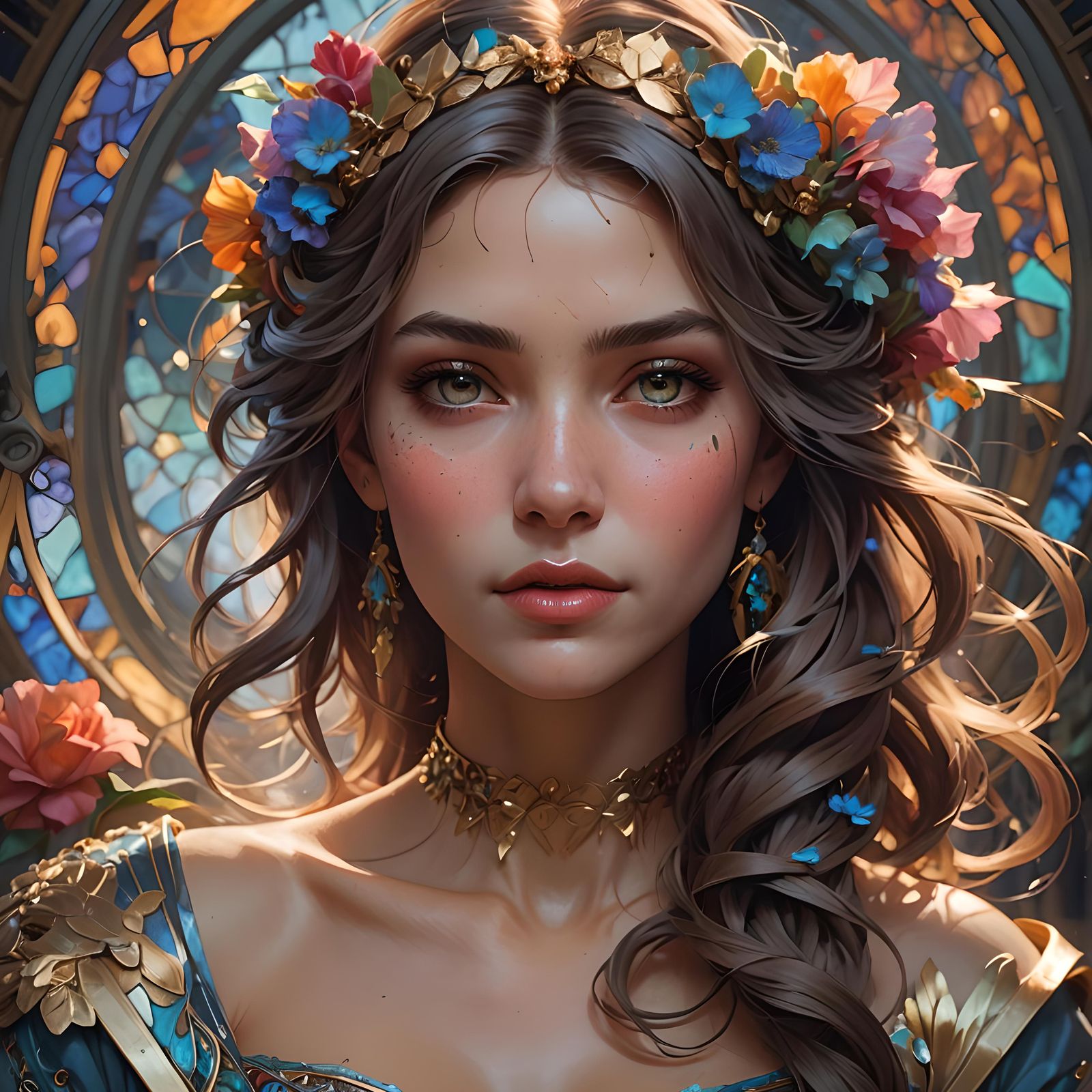 Hyper-Detailed Concept Art Portrait in Triadic Colors