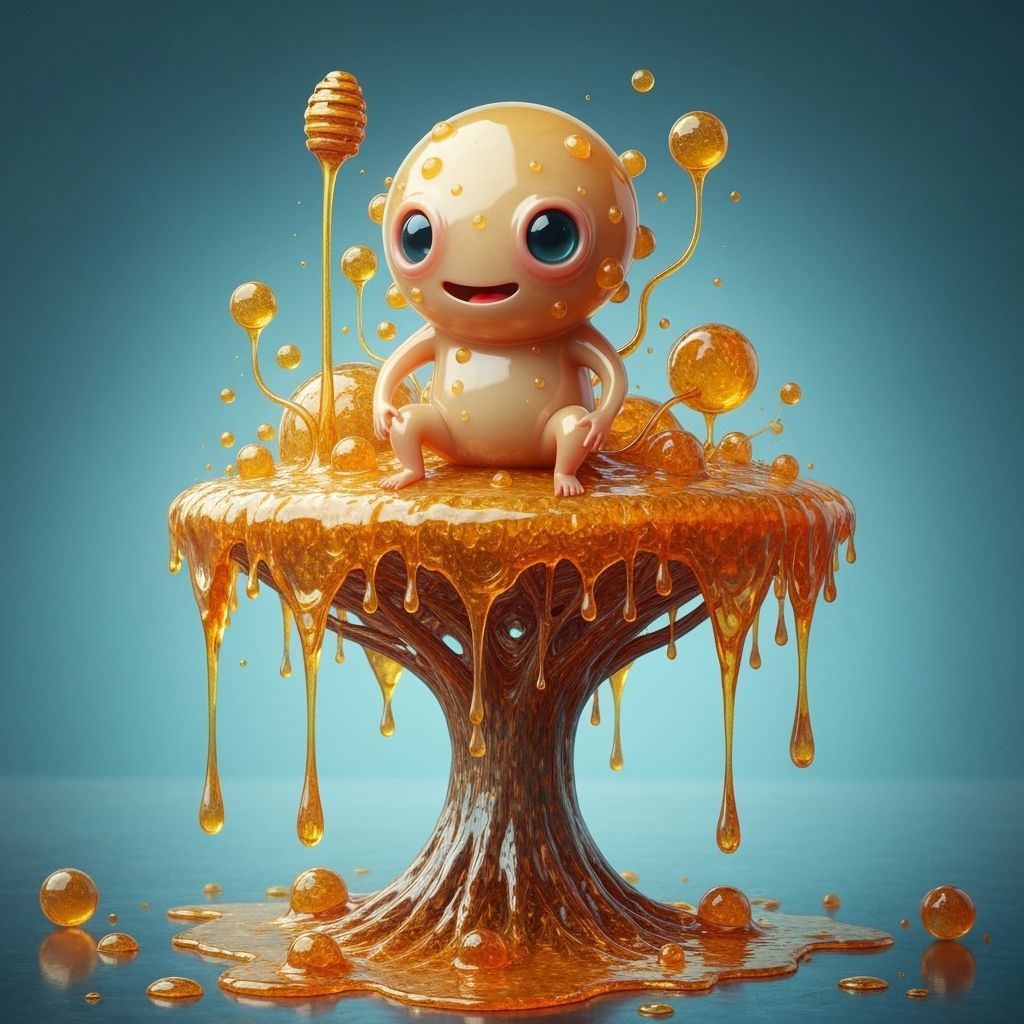 Cute Cosmic Creature on Transparent Honey Tree