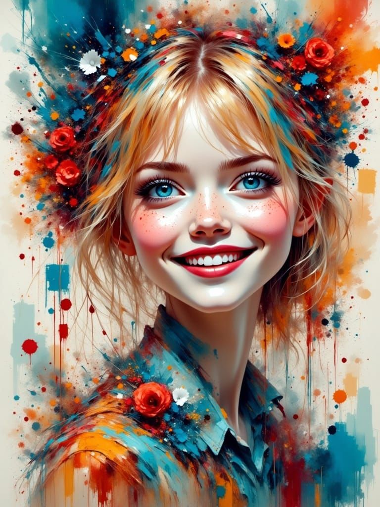 Surreal Double Exposure Portrait with Striking Blue Eyes