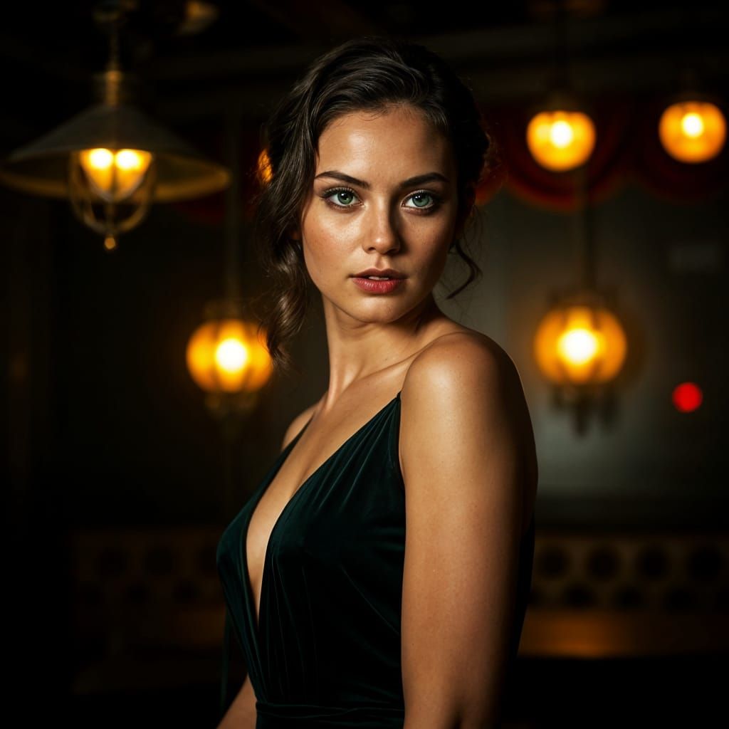 Film Noir Portrait of a Woman in Jazz Club